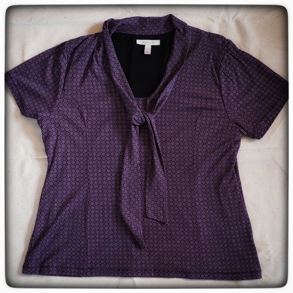 JM Collection Tops - Retro Purple Top with Ties